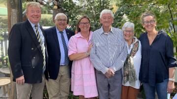 Peter Baldwin Australian Livestock and Property Agents (ALPA) CEO, Inverell, Thomas George, Lismore, Milly, Greg, Jenny and Celeste Teal at the announcing of ALPA life membership. Picture supplied by Peter Baldwin.