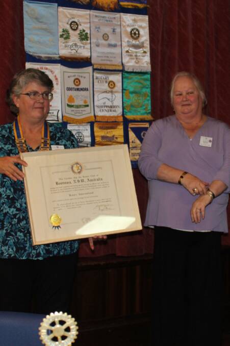 2016/17 Boorowa Rotary President Jayne Apps, with outgoing President Sharon Meere, was welcomed at the 56th Boorowa Rotary Annual Changeover Dinner. 