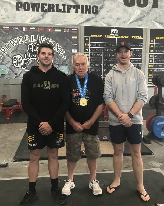 Trent Crawford, Les Winters and Brendon Shean at PTC Carrum Downs Melbourne. Les competed at the Global Powerlifting Committee Masters Nationals.