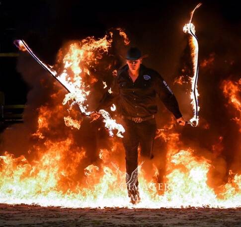 World class performer Walter Whip and The Flames will be blazing the saddles and setting the Boorowa Rodeo Stampede alight with his fire whip-cracking. 