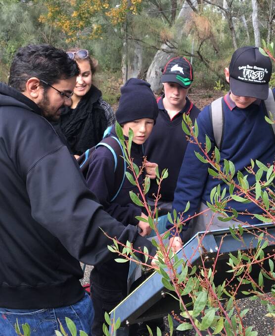 Mr Deakes shows students native flora and fauna in Canberra. He also shared stories of his childhood, growing up in similar bushland. 