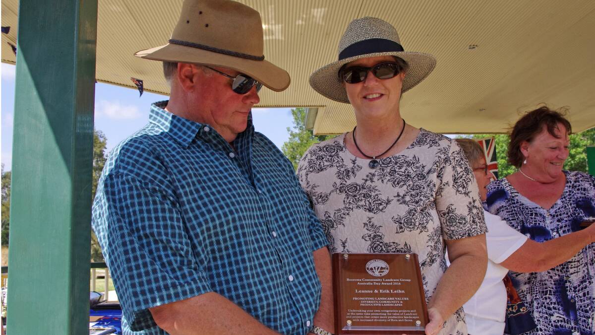 Erik and Leanne Leihn received their Landcare Award on Australia Day.
