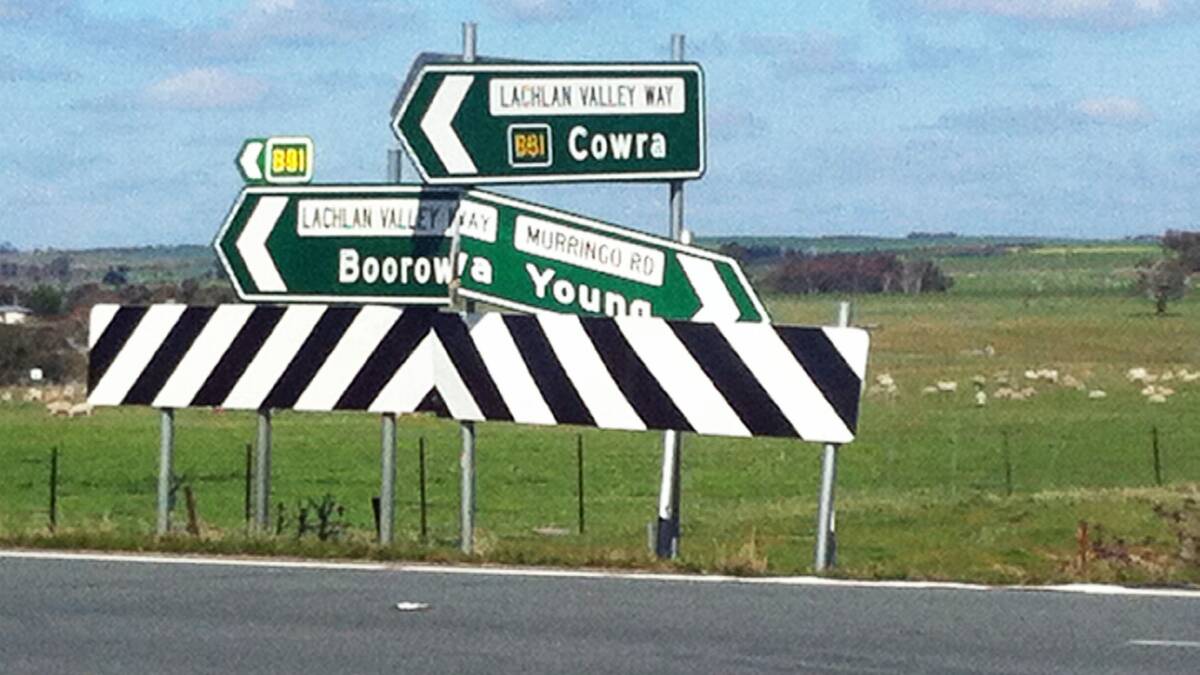 Police are searching for the driver involved in incident that damaged the road sign at the Boorowa and Young intersection.