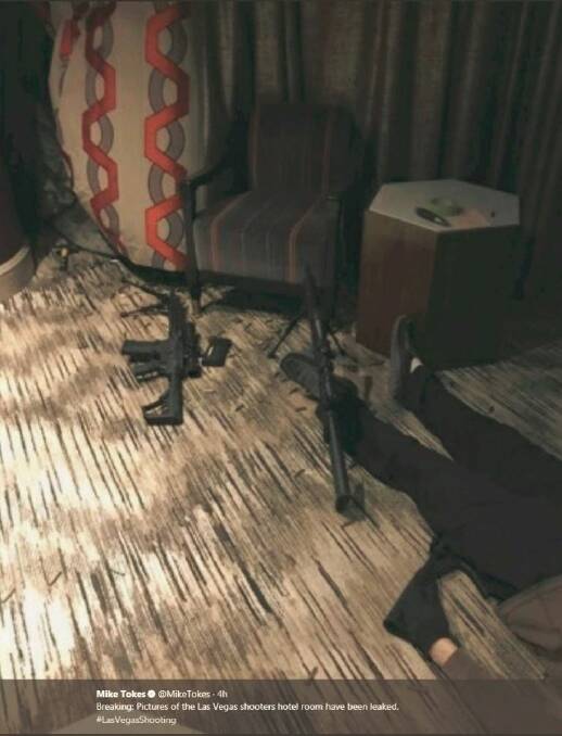 Pictures of the Las Vegas shooters hotel room have been leaked?? 
Posted on Mike Tokes?????? @MikeTokes?? 

