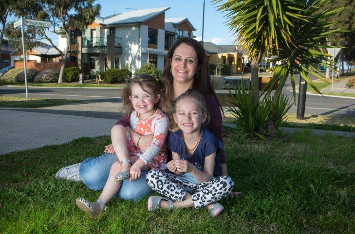 DOM Case Study Kristy Hare SM
Photo of Doreen resident, Kristy Hare and her daughters, Scarlett, six, and Isla, three, taken by Stephen McKenzie (0425 846 182) on September 21, 2017.??  DOM Case Study Kristy Hare -  The suburbs where thousands of families are flocking to. The number of school-aged children has more than doubled in the last five years in suburbs including Cranbourne East, Tarneit, Truganina and Doreen.