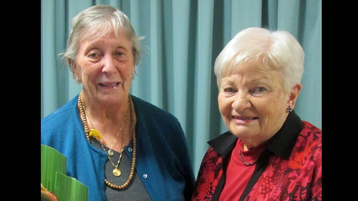 Dorothy Hall with Margaret Berry, after being discharged from Canberra Hospital during her recent visit to Boorowa.