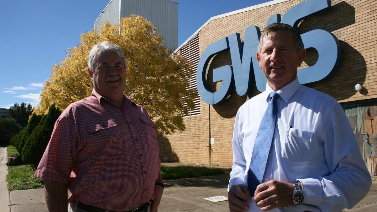GOULBURN: Graeme Welsh Real Estate last week settled the sale of the former Goulburn Wool Scour premises in Mazamet Rd. Agent Peter Bladwell (pictured right, next to Graeme Welsh) nailed the sale last week. Photo GOULBURN POST.