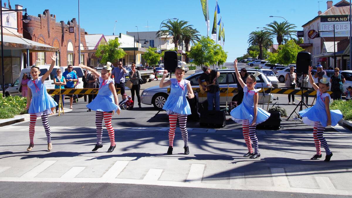 HARDEN: The students of Cootamundra's Christine Wishart Dance Studios wowed crowds at the opening of the Harden main street upgrade last weekend. In amazing costumes beneath a beautiful blue sky the talented dancers had everyone entertained. Photo: Harden-Murrumburah Express.