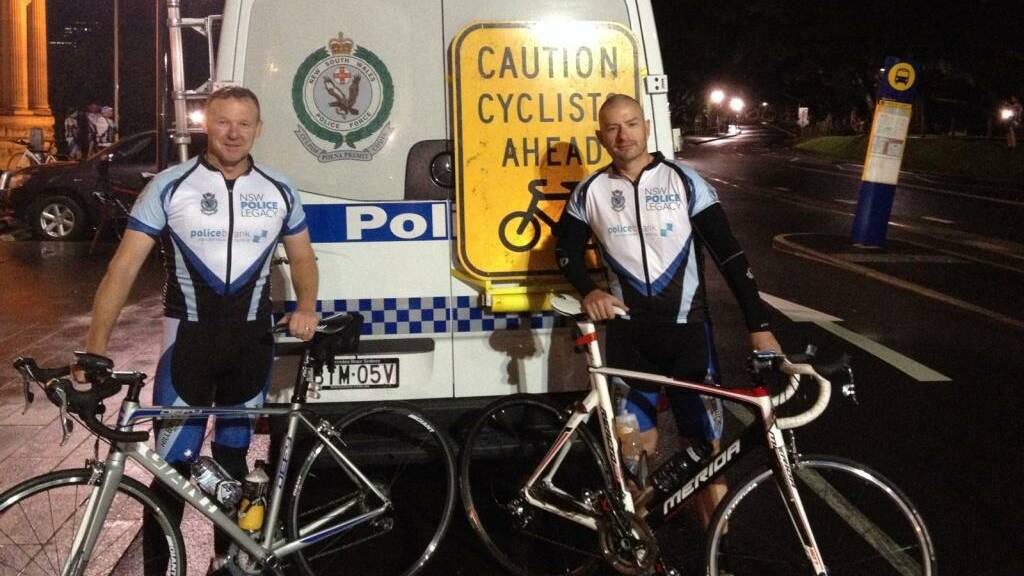 YASS: Yass policemen Paul Lloyd and Jeremy Farr arrived at the Police Wall of Remembrance on Sunday after three days of riding. Photo: Supplied.