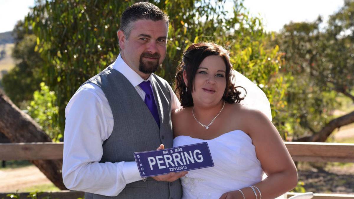 CROOKWELL: A new variation on a wedding licence for Kasie and Simon Perring. Photo supplied.