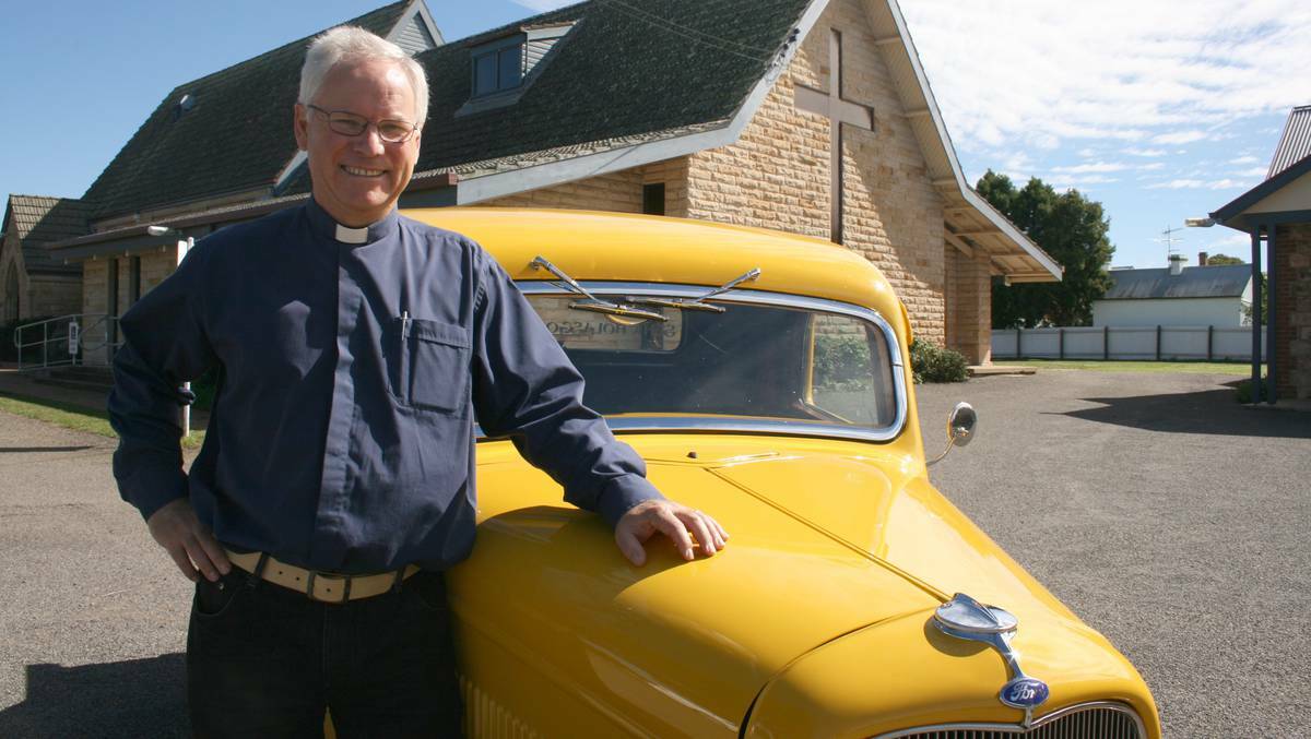 GOULBURN: Local Anglican Minister, The Reverend Ross Hathway will be a proud participant in this weekend’s Goulburn Easter Rod Shakedown with his brother’s ’32 Chev. Photo GOULBURN POST.