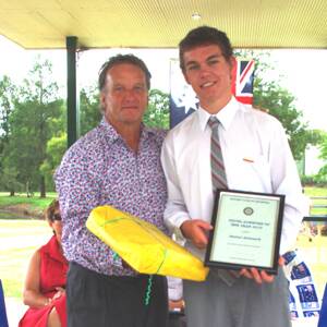 Boorowa Central School captain Daniel Anlezark was presented with the Rotary Young Achievers Award by Australia Day Ambassador Peter Wilkins.
