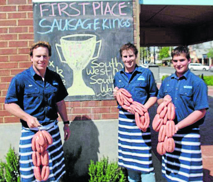 Boorowa’s ‘sausage kings’ Sam Burton-Taylor, Sam Reid and Dave Jansen. 