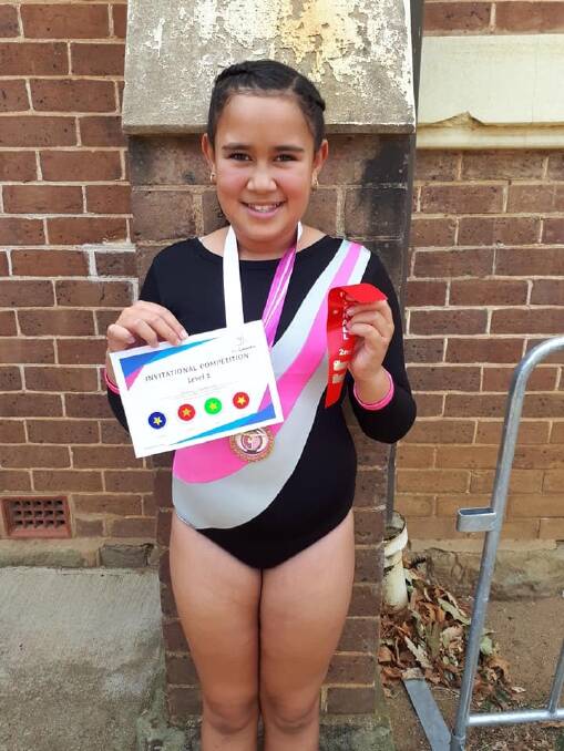 Destiny Hardefeldt was among the kids who competed at last week's Yass Gymnastics Invitational, competing in the level one events.