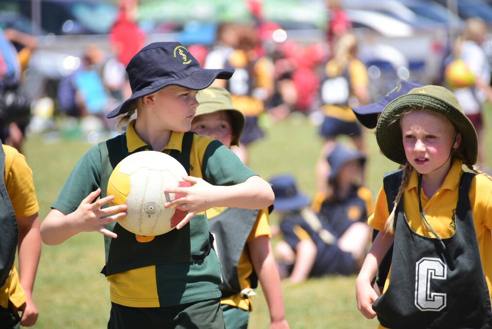 Jess Kelly goes to pass the ball for St. Joseph's during last year's Combined Touch and Netball Carnival. 