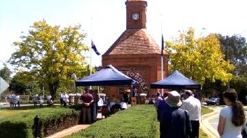 Part of the crowd who turned out to show their respects at Remembrance Day in Boorowa.