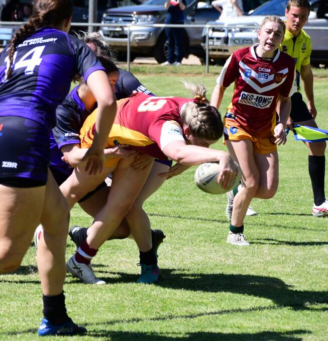 The Lachlan Team couldn't hold Alicia Earsman back from the line for this try. Photo - Federation Fotos 