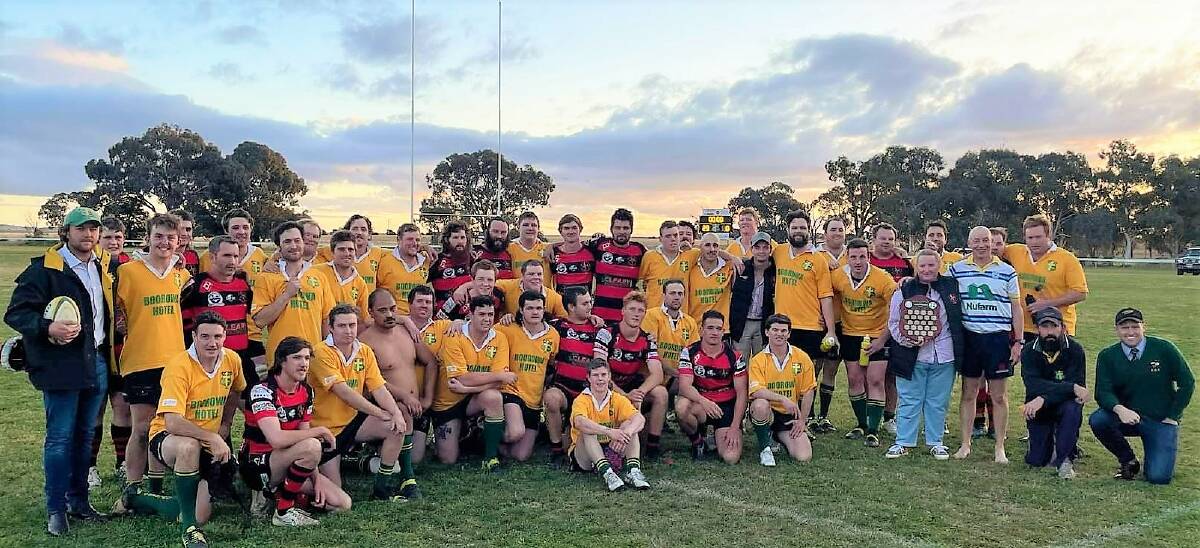 Boorowa and West Wyalong players and officials who took part in the inaugural McCabe/Stapleton Shield.