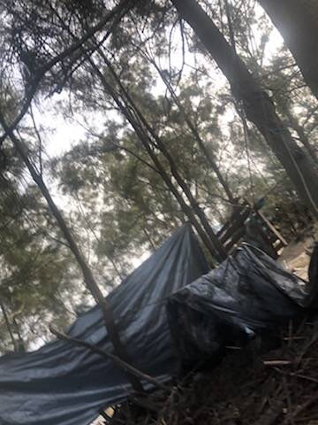 DESTROYED: What's left of Michael Dadd's campsite on the edge of Pig Island. Photo: Justin Smith.