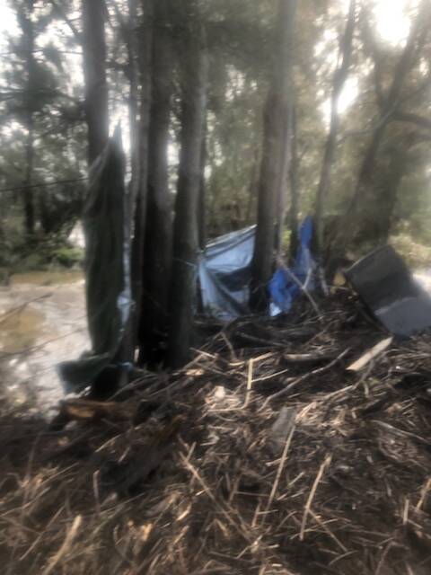 DESTROYED: What's left of Michael Dadd's campsite on the edge of Pig Island. Photo: Justin Smith.