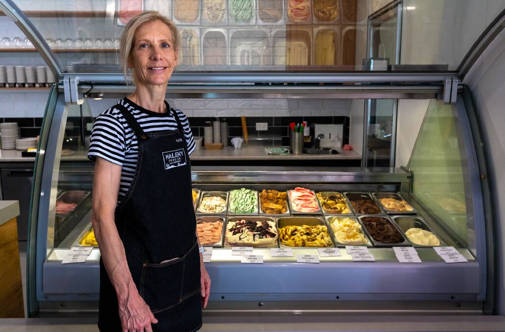 Kate Scott with some of the gelato at Maleny Food Co. Pictures: Michael Turtle