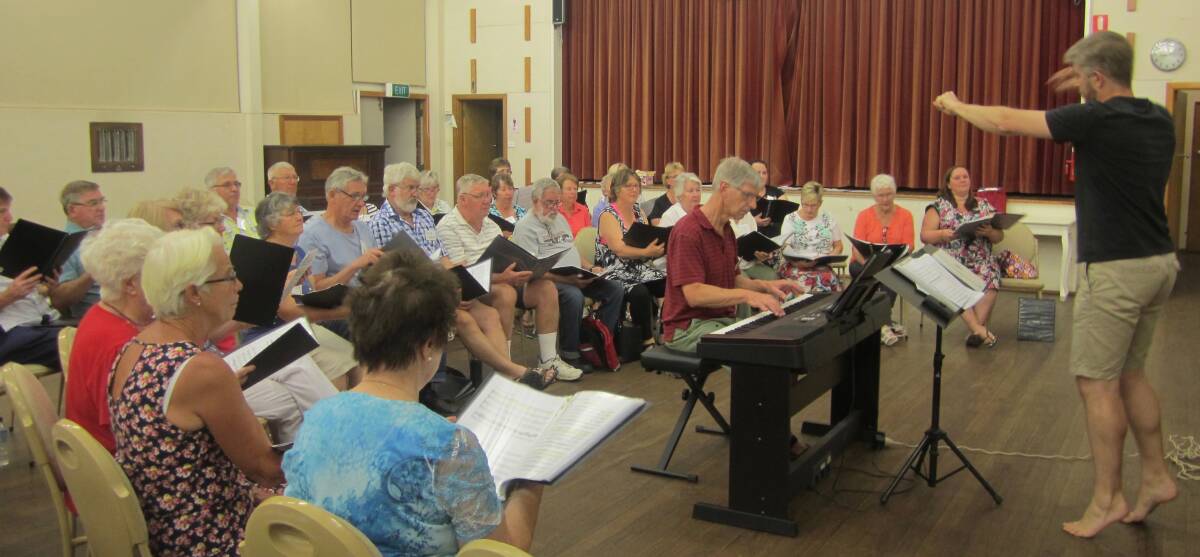 The Hilltops Choir in rehearsals. They will sing along with the Sydney Male Choir in a concert in early May. 