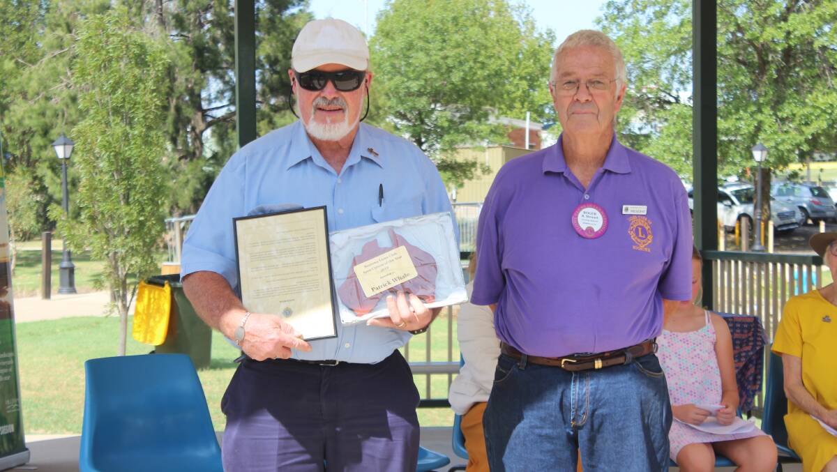 Lions/Apex Citizen of the Year Patrick Whale and Boorowa Lions Club President Roger Stewart during the 2020 award ceremony.