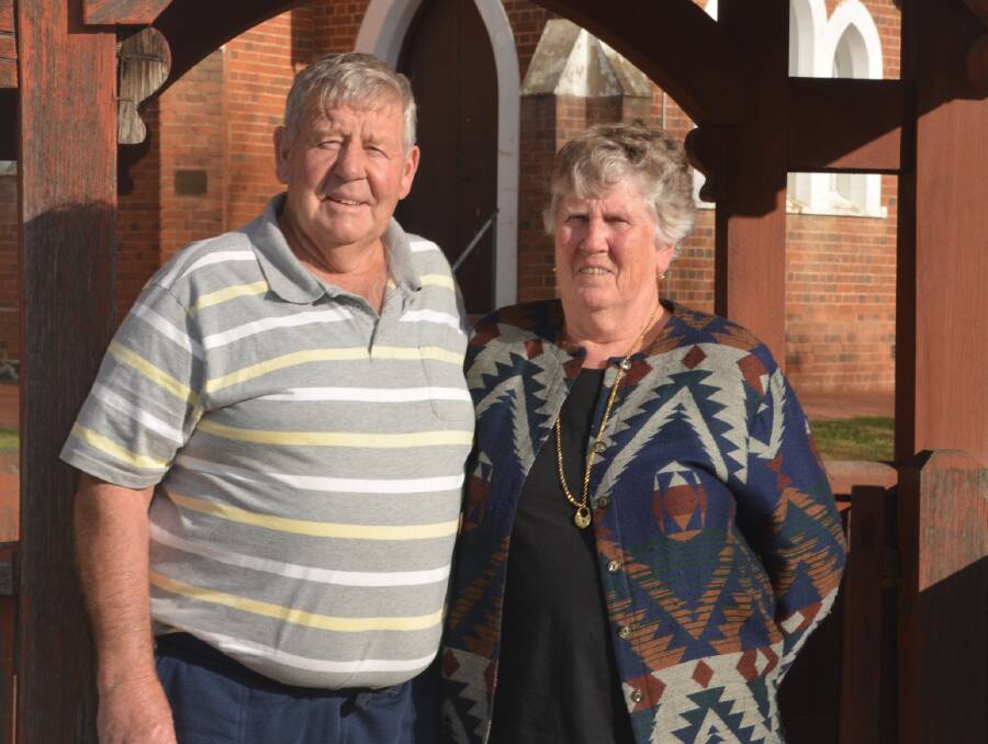 Bruce and Chris Marshall out the front of St John's Anglican Church. Photo: John Snelling