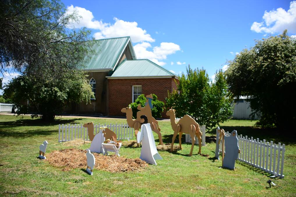 A Manger scene has been set up outside the Boorowa Uniting Church. 