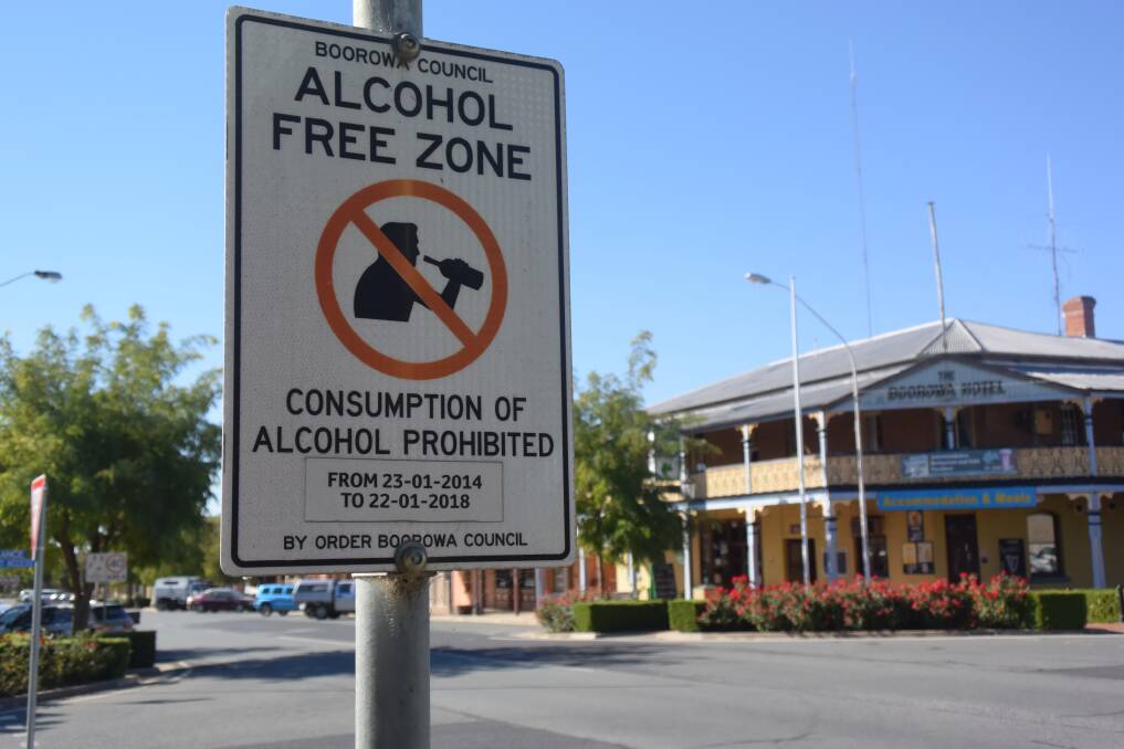 Alcohol Free Zone sign in Boorowa. 