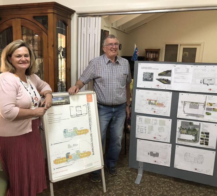 Member for Goulburn Wendy Tuckerman checks out the new plans with Burrowa House board member Phil Armitage.