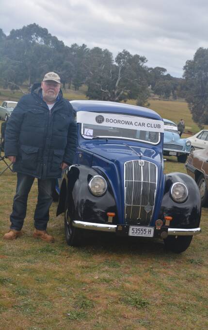 Boorowa Car Club President Angus Mitchell was pleased with the numbers at Cars on the Green. He is pictured here with his Morris Eight.