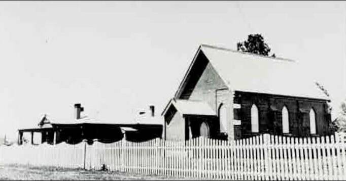 The Little Brick Church at the corner of Farm and Brial Streets is Boorowa. Circa 1937.