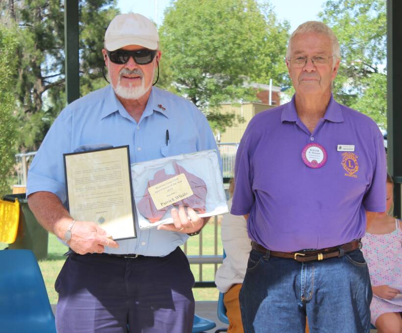 Lions/Apex Citizen of the Year Patrick Whale and Boorowa Lions Club President Roger Stewart during the award ceremony.