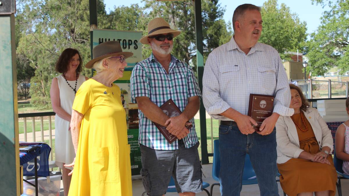 Robina Beard OAM with Boorowa's Landcare Award recipients Roger Clarke and Steve Bunnell.