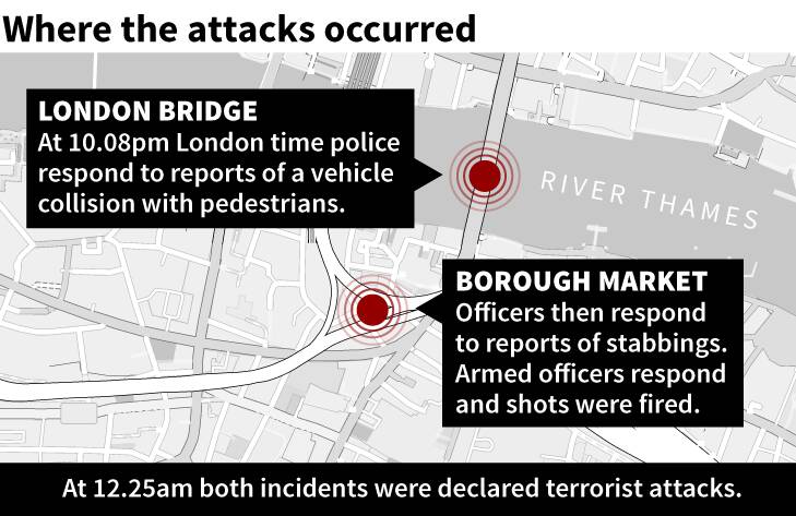 Where the attacks occured. Picture: Sydney Morning Herald
