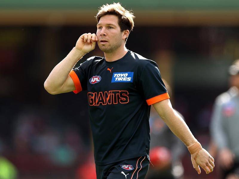 Toby Greene's AFL season is over after the Giants co-captain underwent thumb surgery. (Brendon Thorne/AAP PHOTOS)
