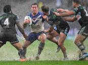 Cronulla have recorded a hard-fought 18-6 win over Canterbury in terrible conditions in Sydney.