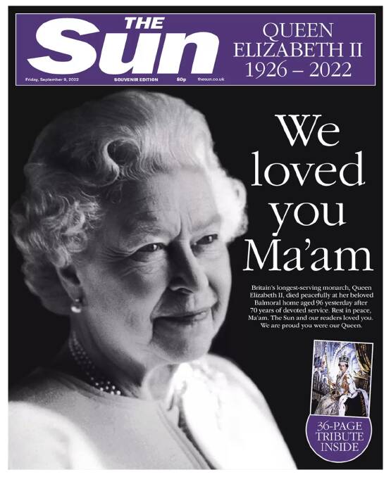 UK tabloid The Sun changed its red masthead to regal purple.